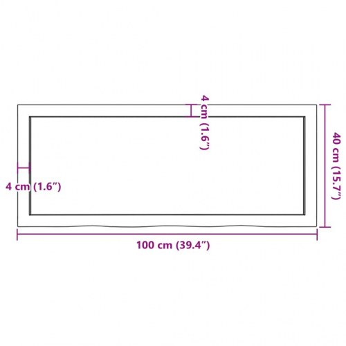 Væghylde 100x40x(2-6) cm behandlet massivt egetræ mørkebrun