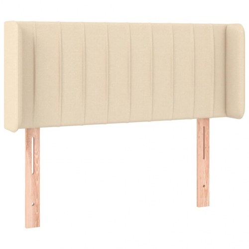 Sengegavl med LED-lys i stof - 83×16×78/88 cm, cremefarvet