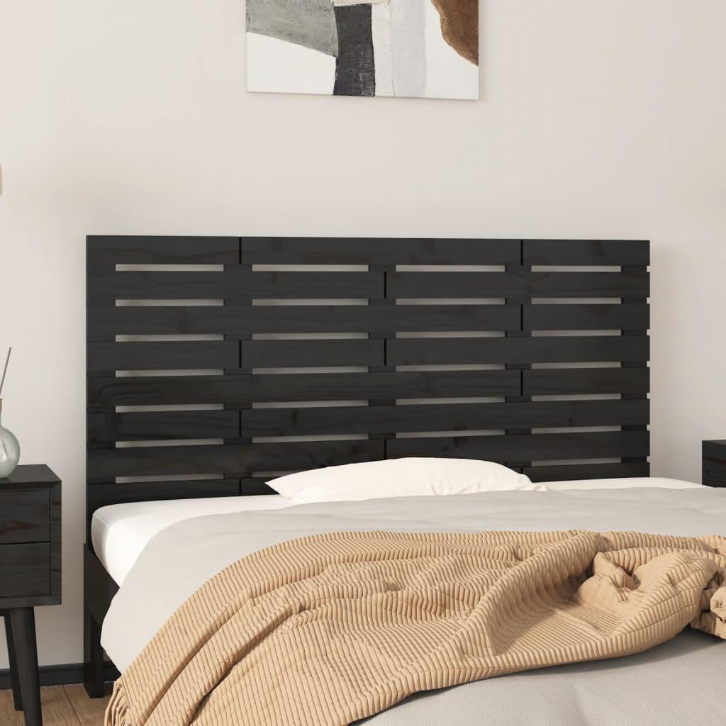 Sengegavl 126x3x63 cm massivt fyrretræ sort billede