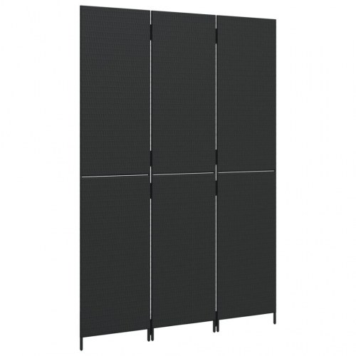 Rumdeler i polyrattan - 3 paneler, sort