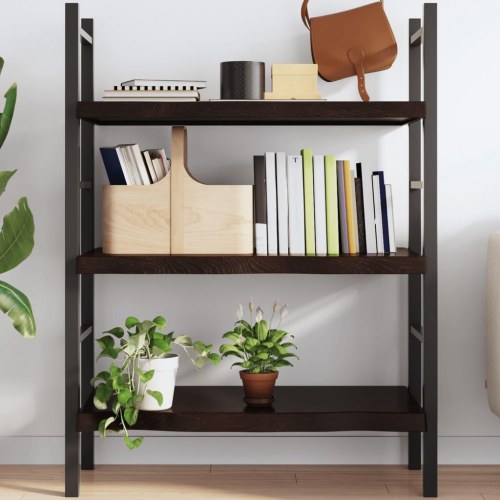 Væghylde 100 × 50 × (2-6) cm - behandlet massivt egetræ, mørkebrun