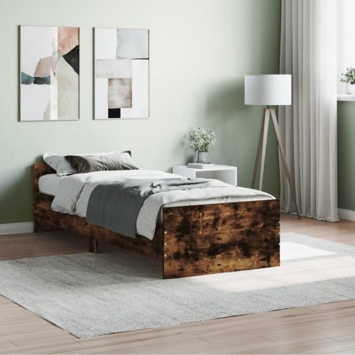 Sengeramme 75x190 cm i konstrueret træ - røget eg (uden madras)