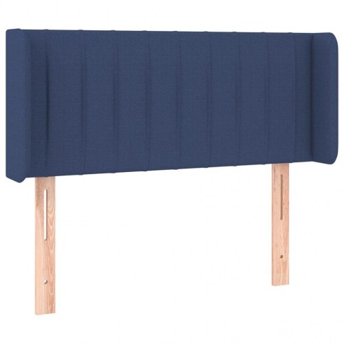 Sengegavl med LED-lys 83×16×78/88 cm - stof, blå