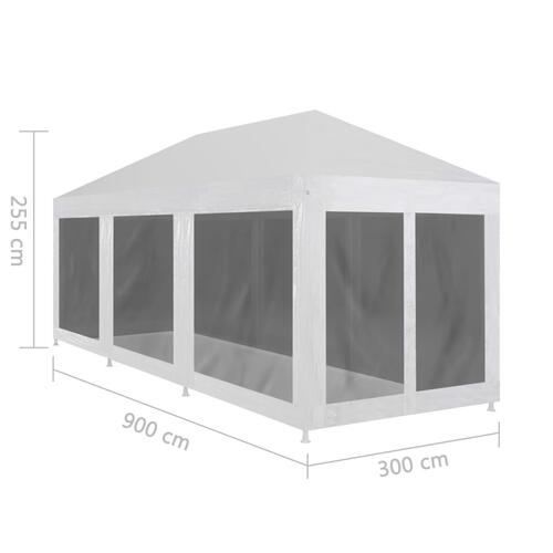 Festtelt med 8 sidevægge i trådnet 9 x 3 m