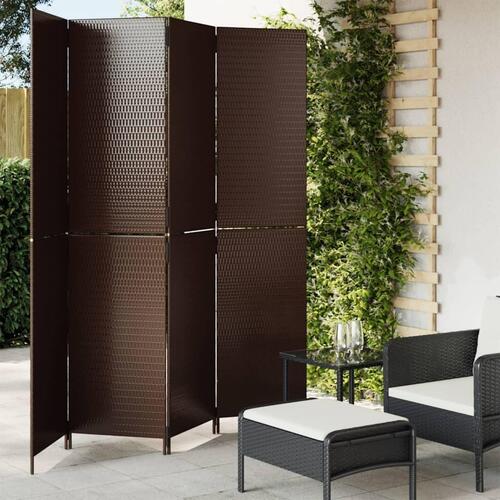 Rumdeler 4 paneler polyrattan brun