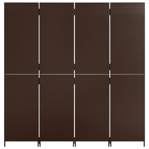 Rumdeler 4 paneler polyrattan brun
