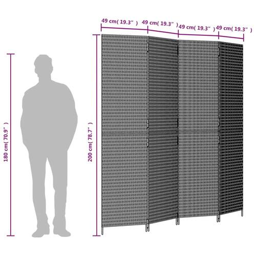 Rumdeler 4 paneler polyrattan brun