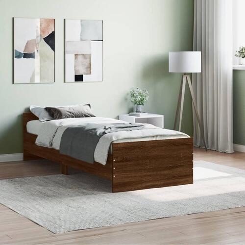 Sengeramme 75x190 cm uden madras konstrueret træ brunt eg
