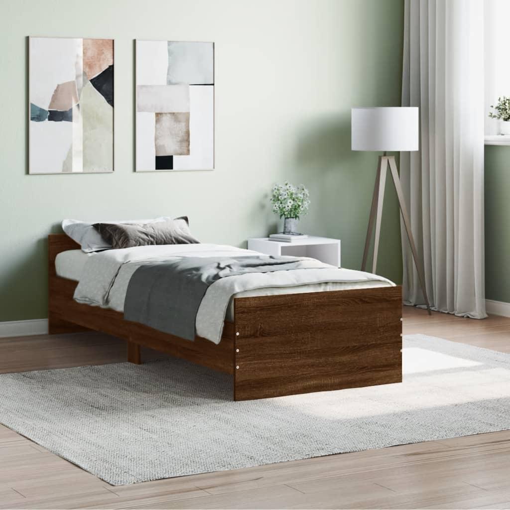 Sengeramme 75x190 cm uden madras konstrueret træ brunt eg