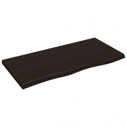 Væghylde i massivt egetræ 100×50×(2-4) cm - mørkebrun, naturlig kant