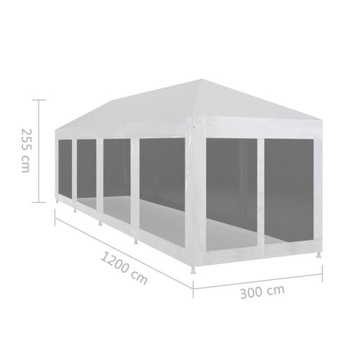 Festtelt med 10 sidevægge i trådnet 12 x 3 m