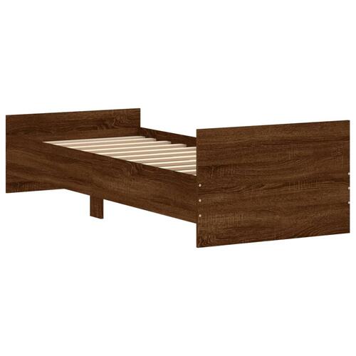 Sengeramme 75x190 cm uden madras konstrueret træ brunt eg