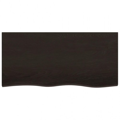 Væghylde i massivt egetræ 100×50×(2-4) cm - mørkebrun, naturlig kant