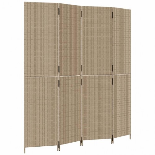 Rumdeler med 4 paneler i polyrattan - beige