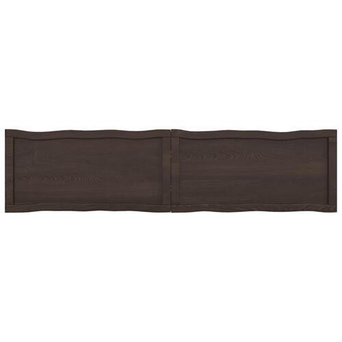 Bordplade 160x40x(2-4) cm naturlig kant behandlet træ mørkebrun
