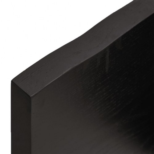 Væghylde i massivt egetræ 100×50×(2-4) cm - mørkebrun, naturlig kant