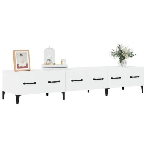 Tv-bord 150x34,5x30 cm konstrueret træ hvid højglans