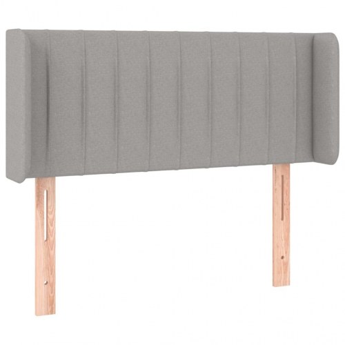 Sengegavl med LED-lys 93×16×78/88 cm - stof, lysegrå