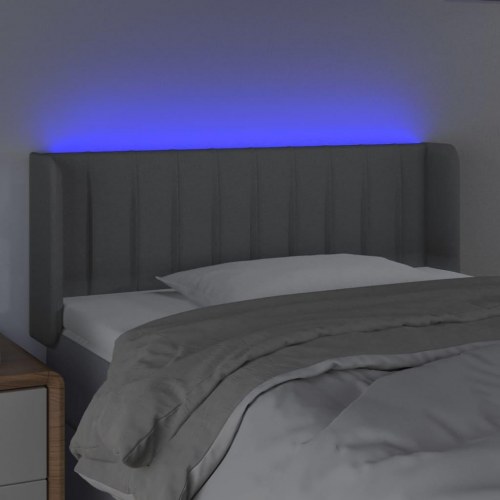 Sengegavl med LED-lys 93×16×78/88 cm - stof, lysegrå