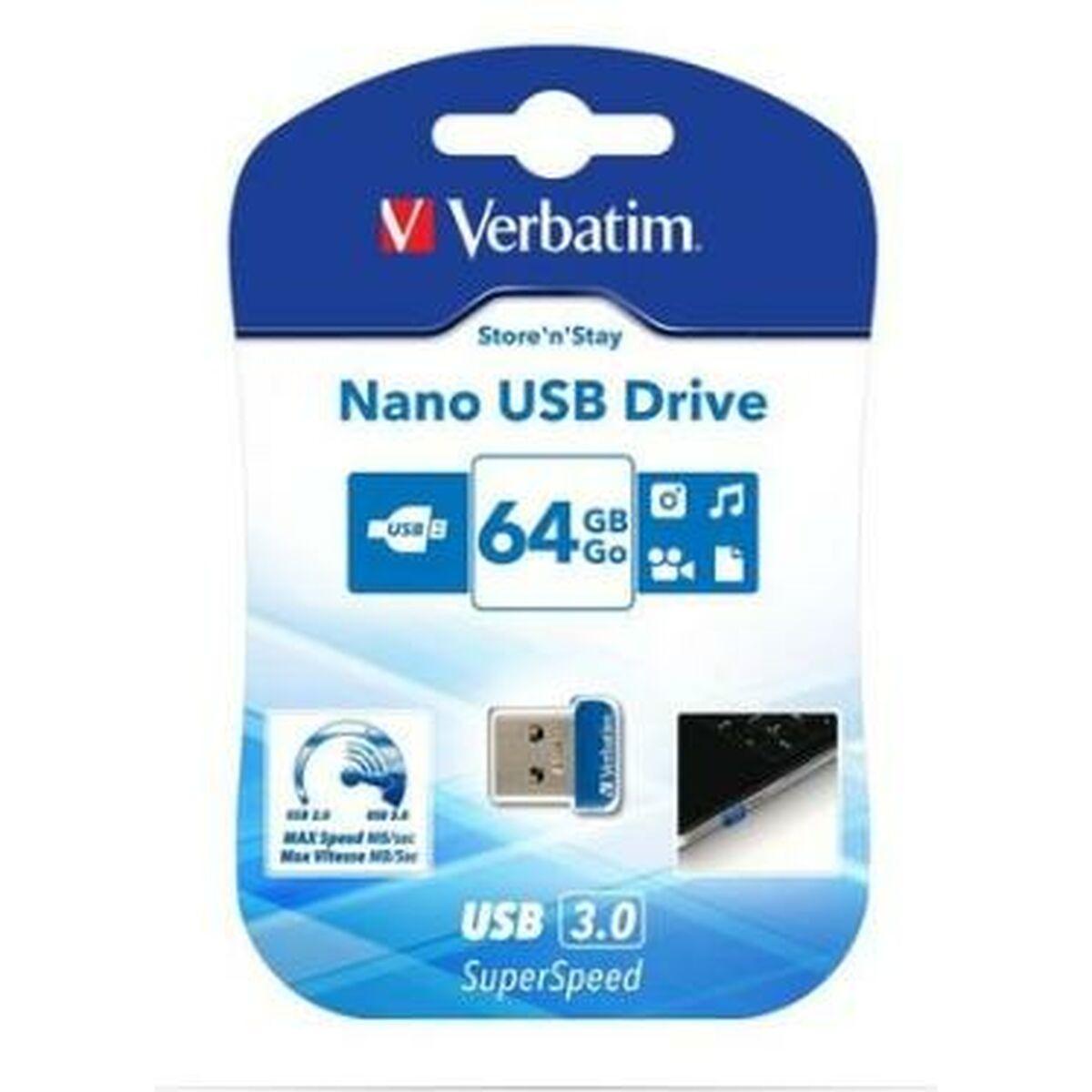 USB-stik Verbatim Store 'n' Stay NANO Blå Sort 64 GB