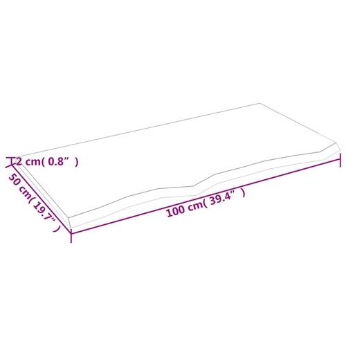 Væghylde 100x50x2 cm behandlet massivt egetræ mørkebrun