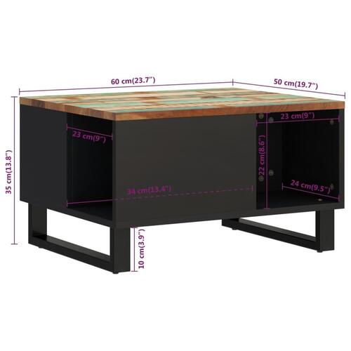 Sofabord 60x50x35 cm massivt genbrugstræ