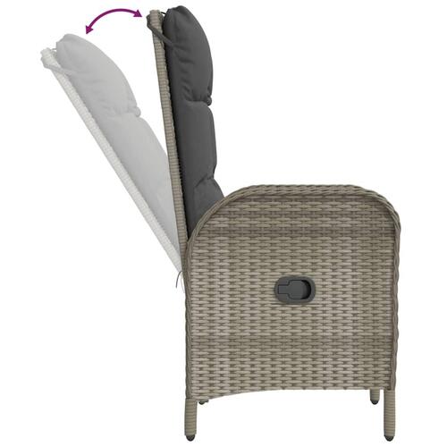 Loungesæt til haven 3 dele med hynder polyrattan grå