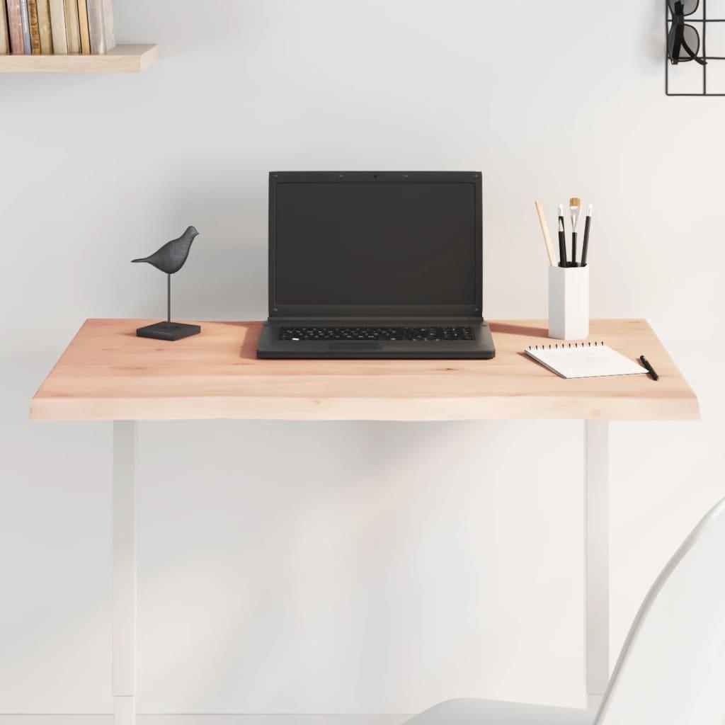 Bordplade 80x40x2 cm naturlig kant ubehandlet massivt egetræ billede