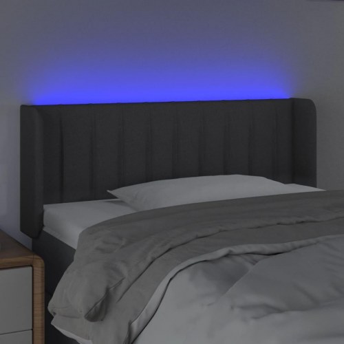 Sengegavl med LED-lys 93×16×78/88 cm - stof, mørkegrå