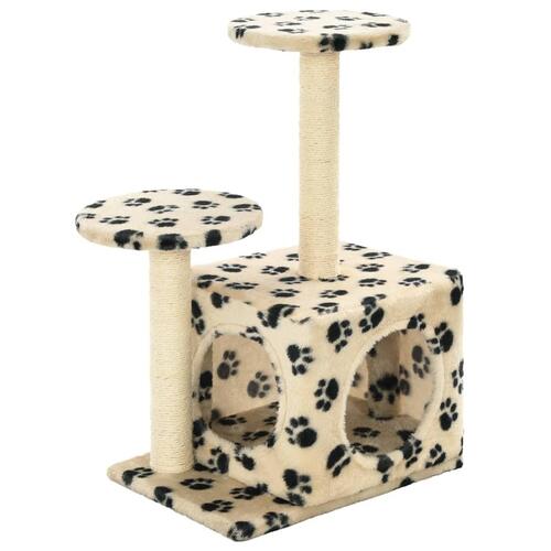 Kradsetræ til katte med sisal-kradsestolper 60 cm beige fodspor