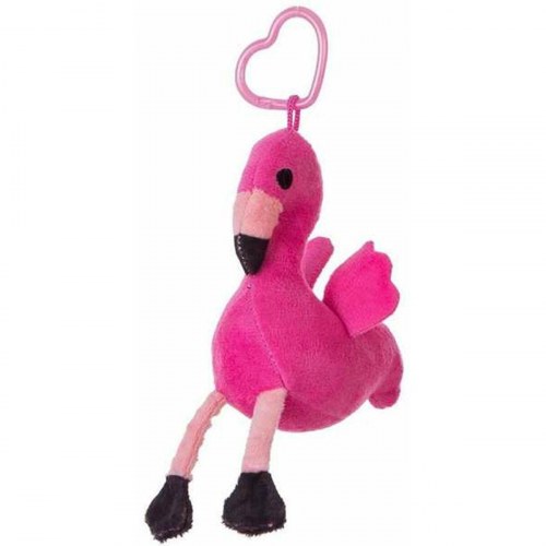 Nøglering med lyserød flamingo - 12 cm nøglesnor