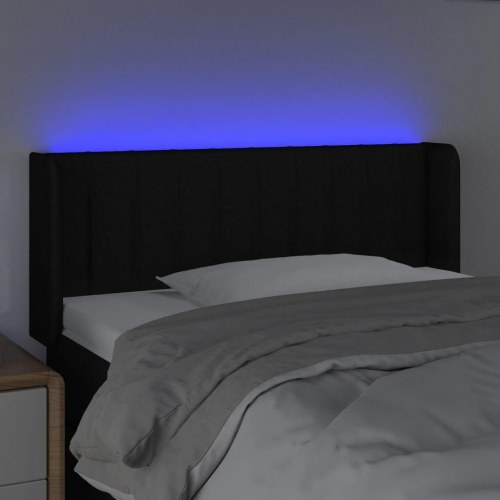 Sengegavl med LED-lys 93×16×78/88 cm - stof, sort