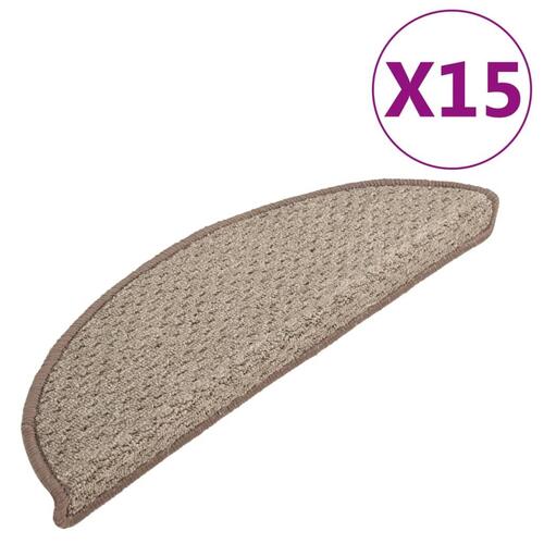Trappemåtter 15 stk. 56x20 cm brun