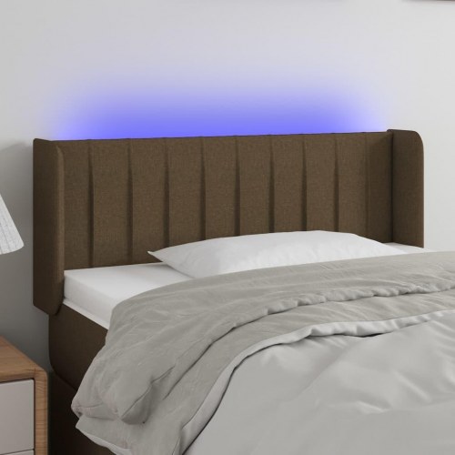 Sengegavl med LED-lys 93×16×78/88 cm - stof, mørkebrun