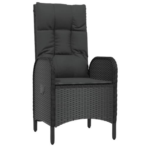 Loungesæt til haven 3 dele med hynder polyrattan sort