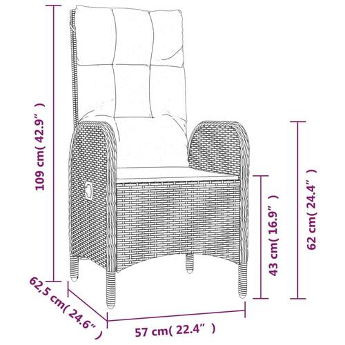 Loungesæt til haven 3 dele med hynder polyrattan sort