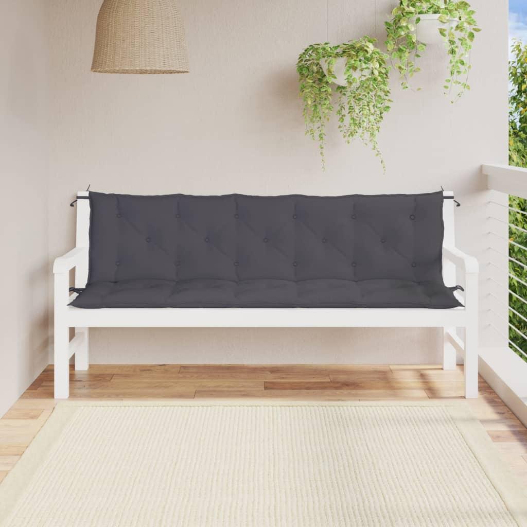 Hynder til havebænk 2 stk. 180x50x7 cm oxfordstof antracitgrå