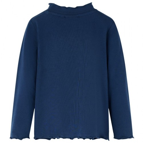 Langærmet T-shirt til børn str. 104 - marineblå med ballerinaer