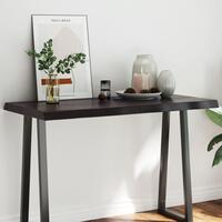 Bordplade 120x60x(2-6) cm naturlig kant behandlet træ mørkebrun