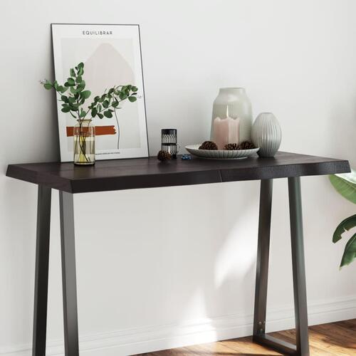 Bordplade 120x60x(2-6) cm naturlig kant behandlet træ mørkebrun