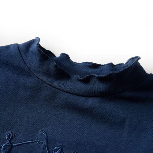 Langærmet T-shirt til børn str. 104 - marineblå med ballerinaer