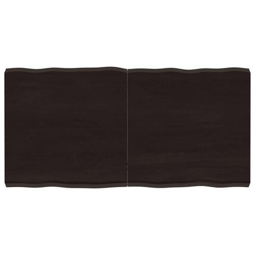 Bordplade 120x60x(2-6) cm naturlig kant behandlet træ mørkebrun
