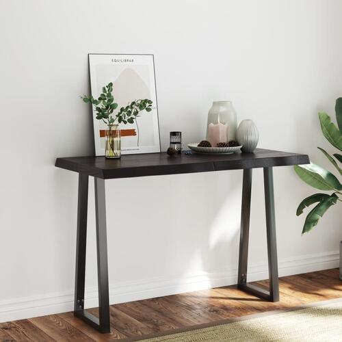 Bordplade 120x60x(2-6) cm naturlig kant behandlet træ mørkebrun