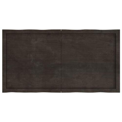Bordplade 120x60x(2-6) cm naturlig kant behandlet træ mørkebrun
