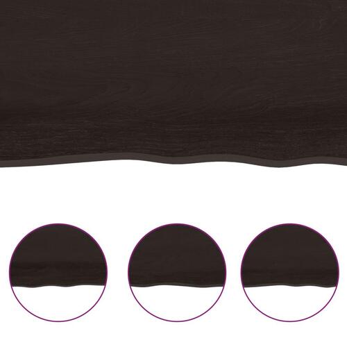 Bordplade 120x60x(2-6) cm naturlig kant behandlet træ mørkebrun
