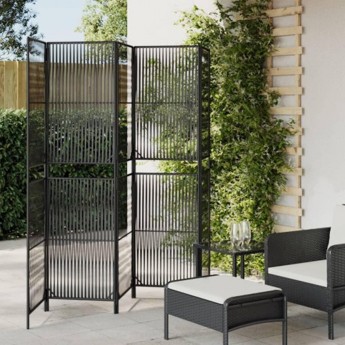 Rumdeler med 5 paneler i polyrattan - sort, foldbar