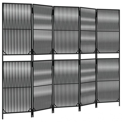 Rumdeler med 5 paneler i polyrattan - sort, foldbar