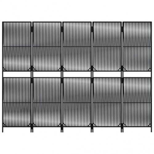 Rumdeler med 5 paneler i polyrattan - sort, foldbar