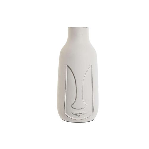 Vase Home ESPRIT Hvid Mangotræ Moderne Ansigt 15 x 15 x 30 cm