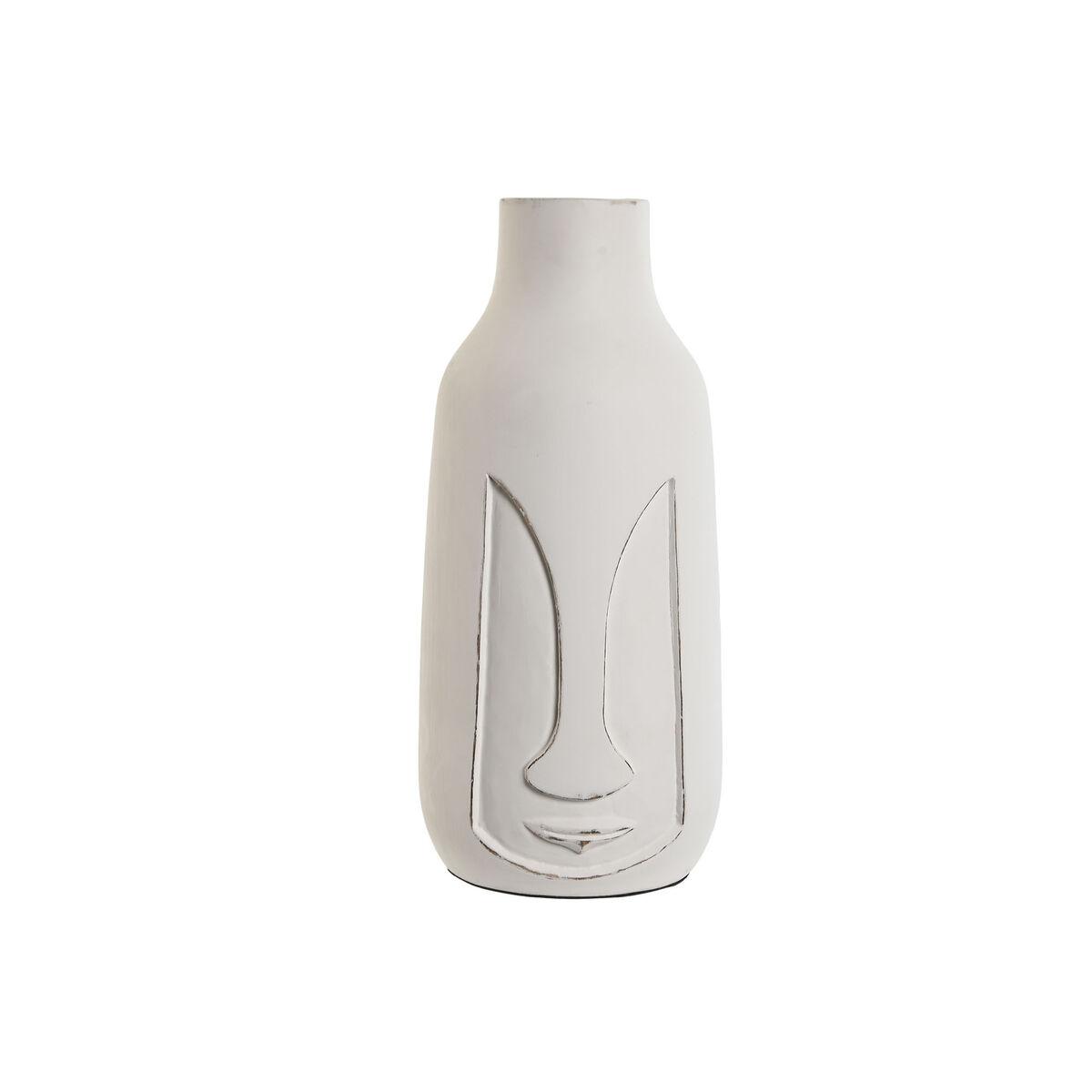 Vase Home ESPRIT Hvid Mangotræ Moderne Ansigt 15 x 15 x 30 cm